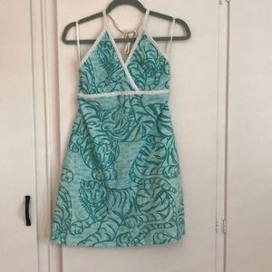 Lilly Pulitzer Blue Tiger Fish Halter Dress